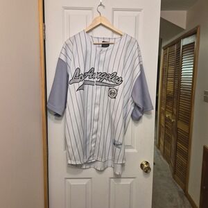 Arctic Los Angeles Baseball Jersey Men XXL White Pinstripe Champion League Patch